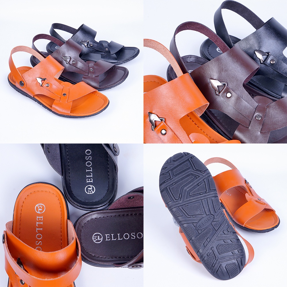 Sandal Kulit Pria Sendal Slop Keren Kekinian Casual Original Kulit Pu Pria Model Terbaru ESD05 Produk Ori Premium