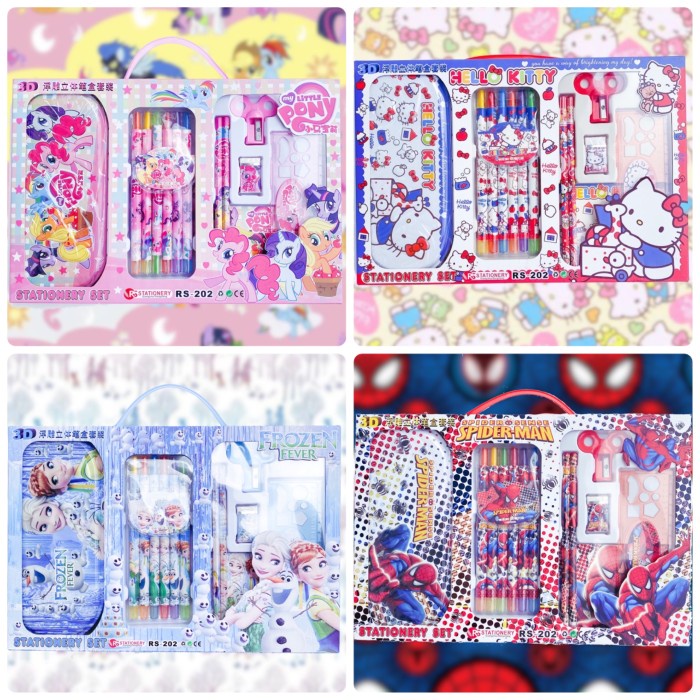 

Eklusif Kotak Pensil Pony / Spiderman / Frozen Set Crayon Putar Terlaris