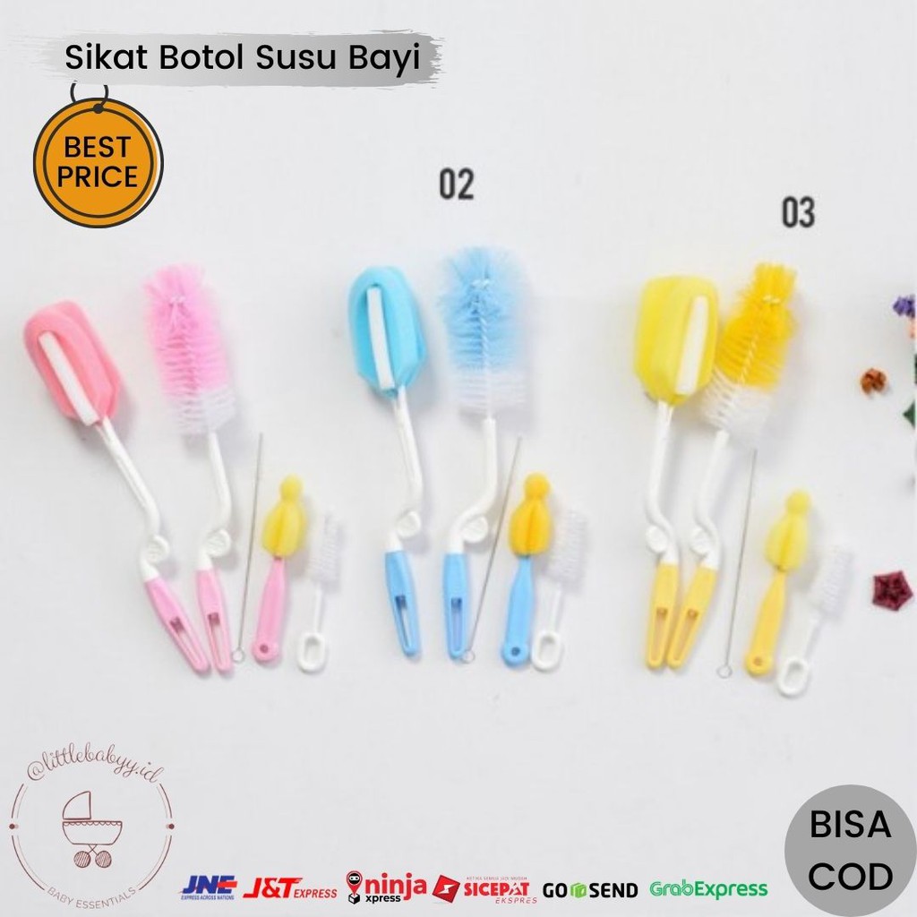Sikat Botol Susu Bayi 5in1 | Sikat Botol Susu | Pembersih Botol Susu Bayi Warna Warni Lucu