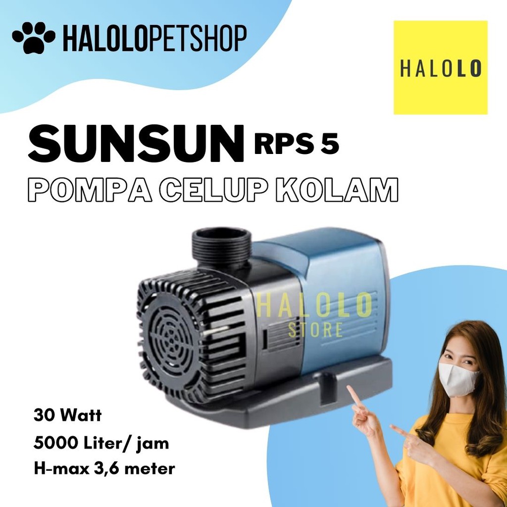 Pompa Kolam SUNSUN 5000 Liter SUNSUN RPS 5 Pompa Celup Hemat Listrik