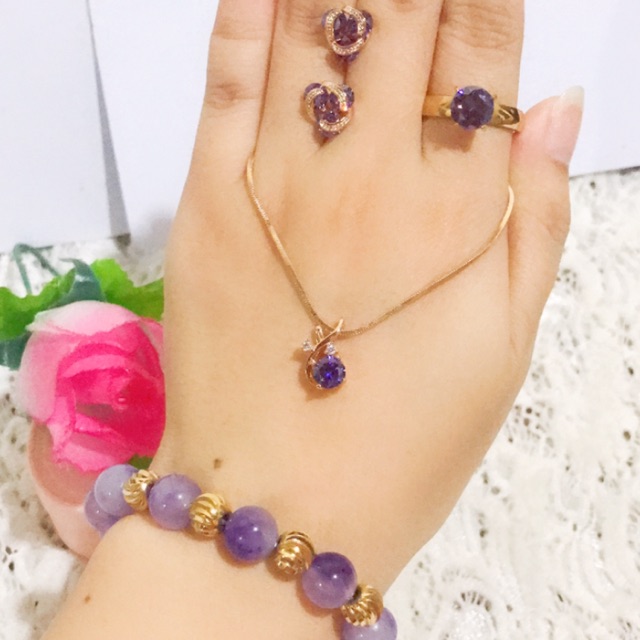 set giok warna ungu gelang giok asli 88