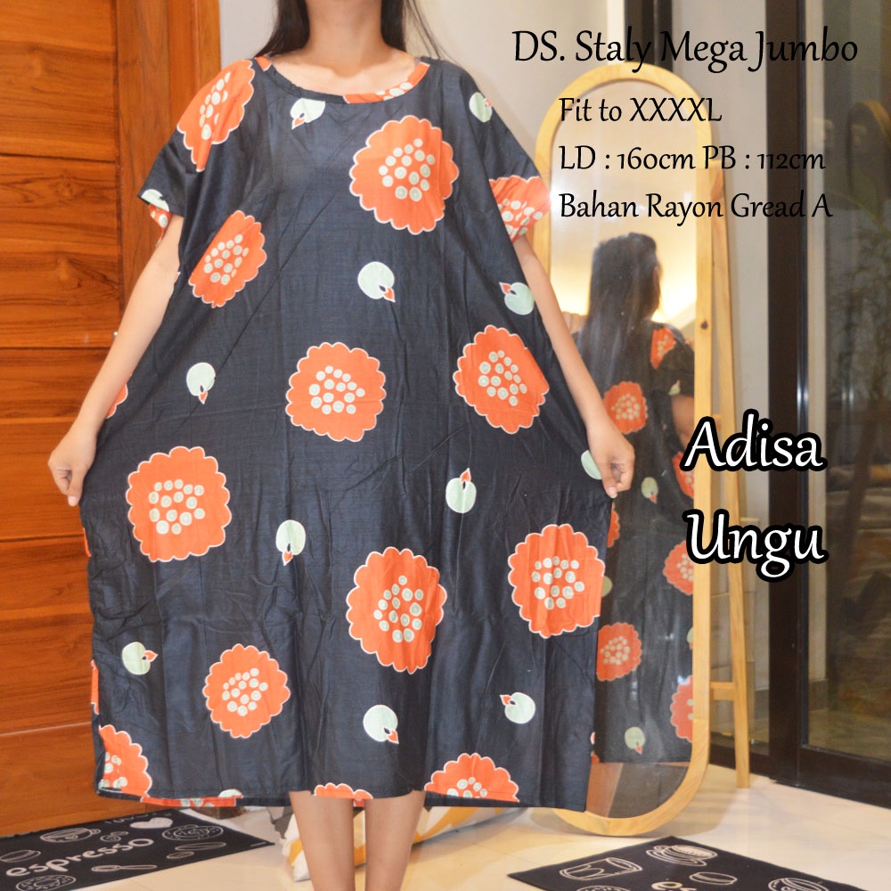 Daster Mega Jumbo Staly LD 160cm || Daster Jumbo Murah-Adisa Oren A