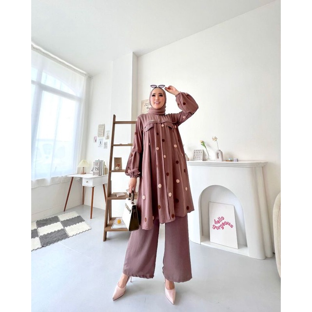 Setelan baju muslim wanita tunik celana one set daily premium setelan kekinian GLZ DIVYAA GLZ