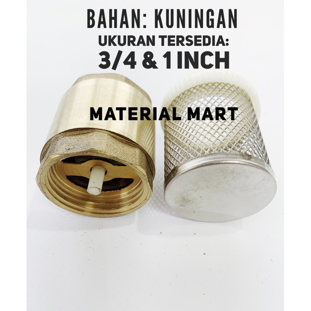 Foot Klep Kuningan Drat 3/4 Inch | Tusen Klep 1 Inch | Foot Valve ASLI | Material Mart