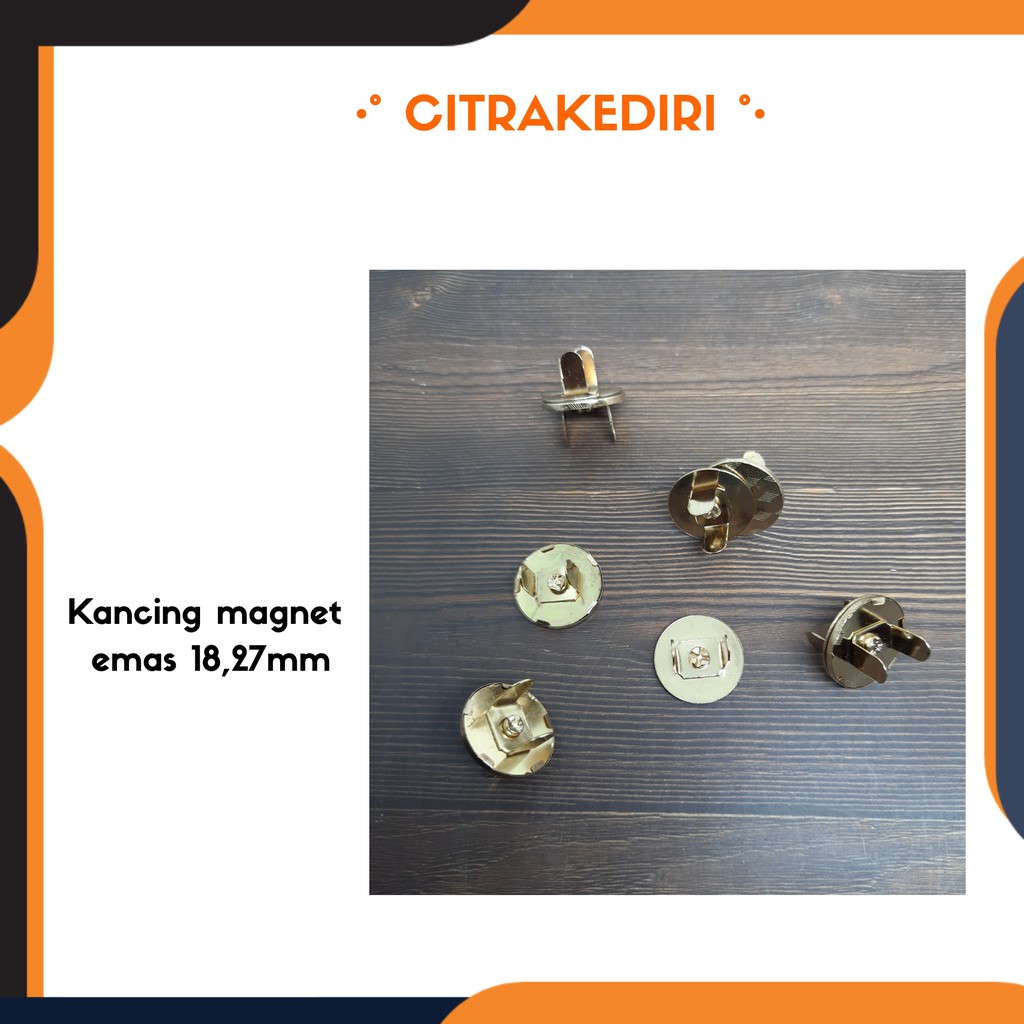 Kancing Magnet warna gold 18,27 mm