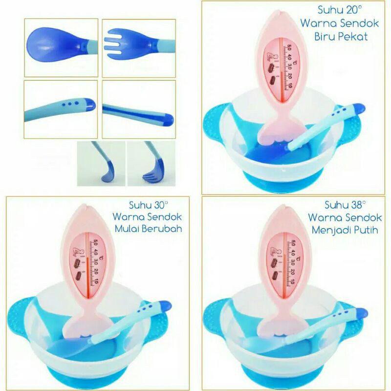 SENDOK/GARPU SILICONE SENSOR PANAS UNTUK Makan MPASI BAYI