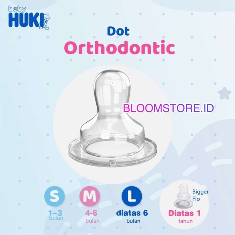 BABY HUKI Nipple DOT Silicone Reguler Silikon Regular Orthodontic Bulat Round Gepeng 100% Original Ori Jar Satuan Ecer Eceran Murah Promo Ukuran S M L