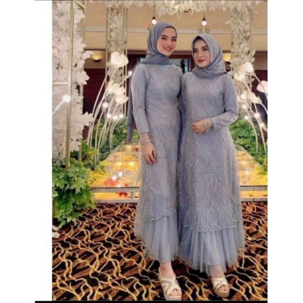 ld 150 cm gamis brukat tile pesta geraldine lebaran jumbo bigsize