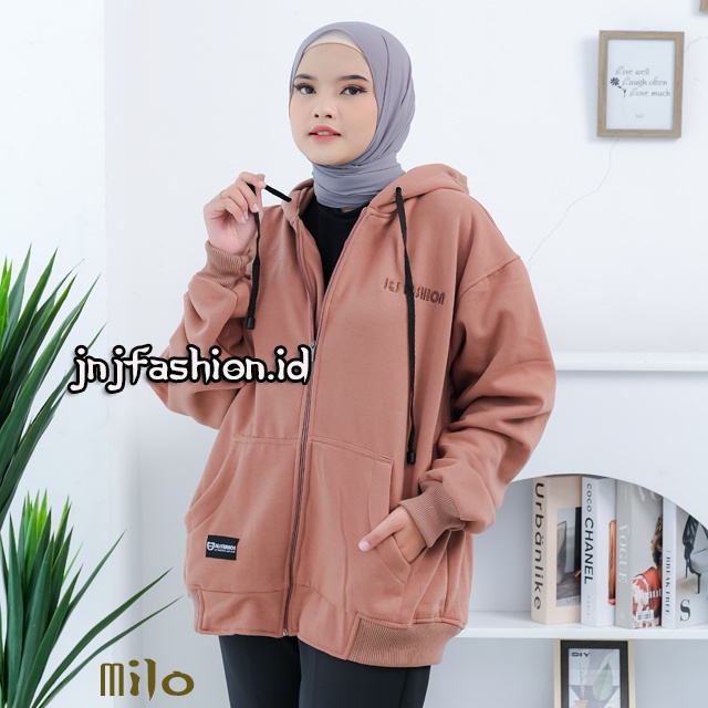 J&J FASHION / JAKET WANITA POLOS HOODIE JUMBO XXL XXXL / SWEATER BIG SIZE  FLEECE PREMIUM / OVERSIZE