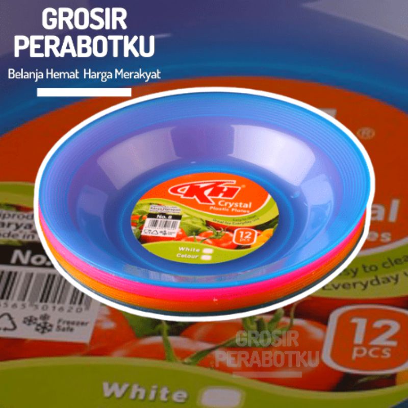 KH Piring Makan Plastik Crystal 6 Inch 7 Inch 8 Inch 9 Inch Piring Plastik Warna