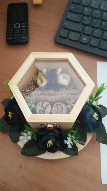 Ring Box, Kotak Cincin, Kotak Seserahan, Ring Bearer - Rustic Dengan/tanpa Inisial.