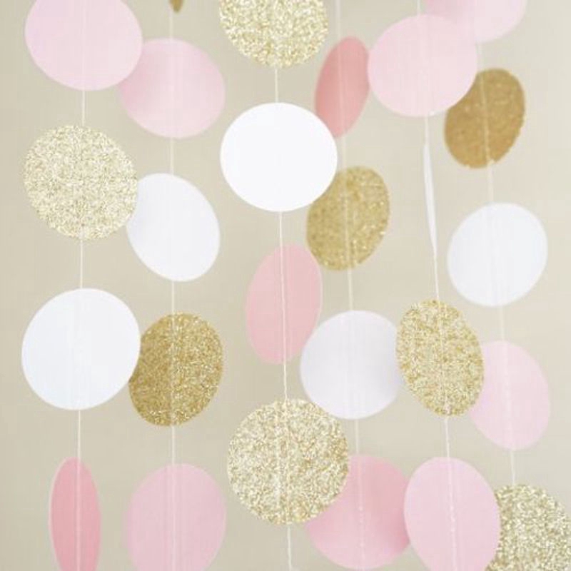 Banner Garland Bunting Desain Glitter Polka Dot untuk Dekorasi Pesta Pernikahan