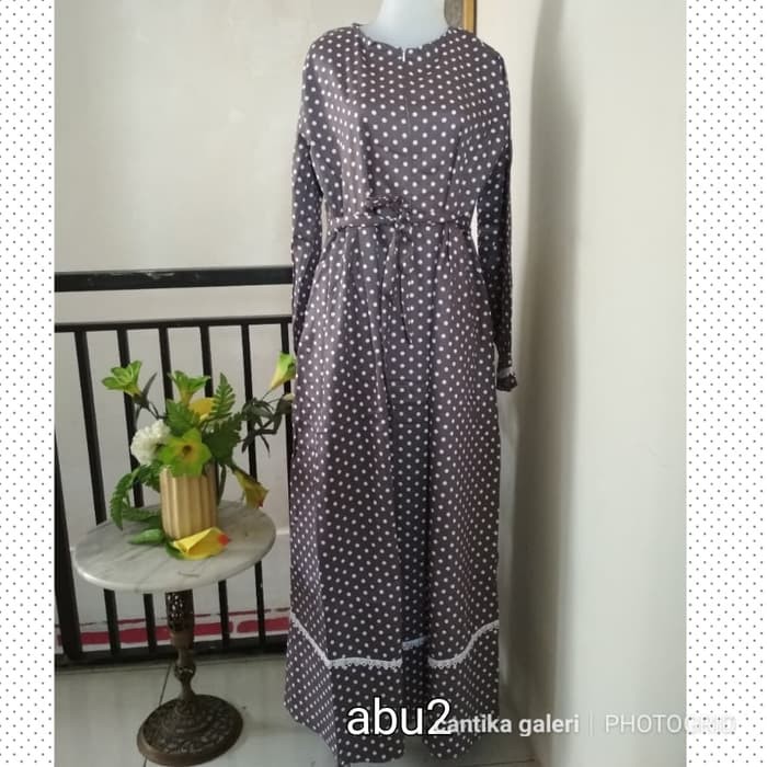 Gamis Katun Jepang Ori Polkadot - Biru Muda