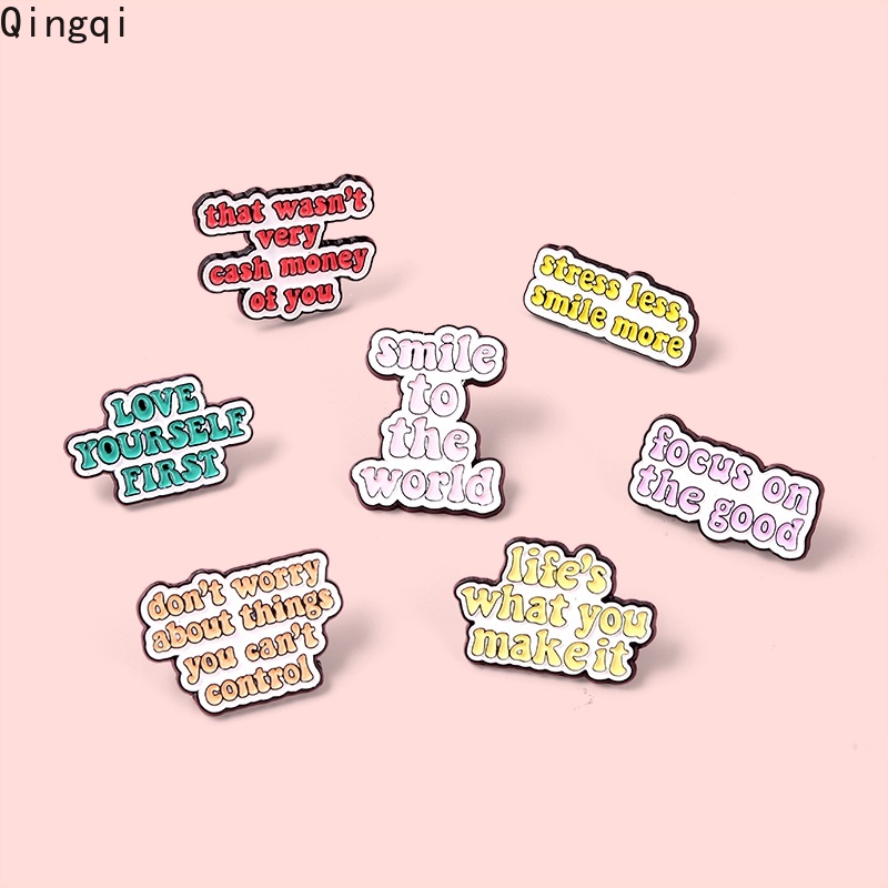 Bros Pin Enamel Desain Quotes Don 't Worry Smile To World Inspirasional Untuk Pria Dan Wanita