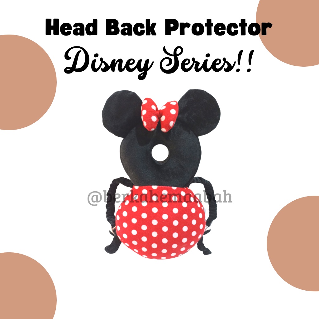 ( FREE STRAP ) Bantal Pelindung Kepala Bayi Disney Minnie Polcadot | Head Neck Pillow Pad Disney