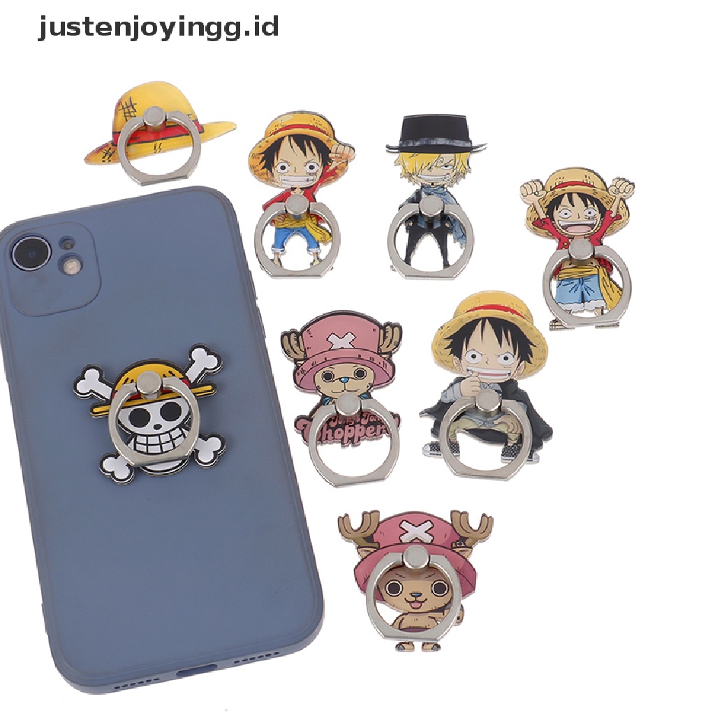 // justenjoyingg.id // One Piece Luffy Chopper Finger Ring Acryli Mobile Phone Holder Phone Ring Stand ~