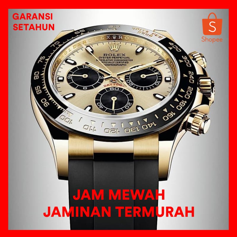 PROMO JAM TANGAN PRIA ROLEX DAYTONA TYPE 3131 GOLD OTOMATIS
