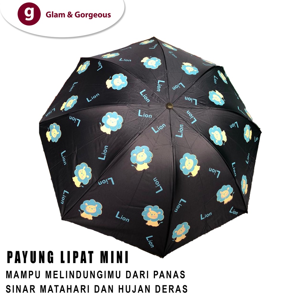 Payung Lipat Mini Karakter Lucu Anti Sinar UV untuk Panas dan Hujan Bahan Tebal PY04