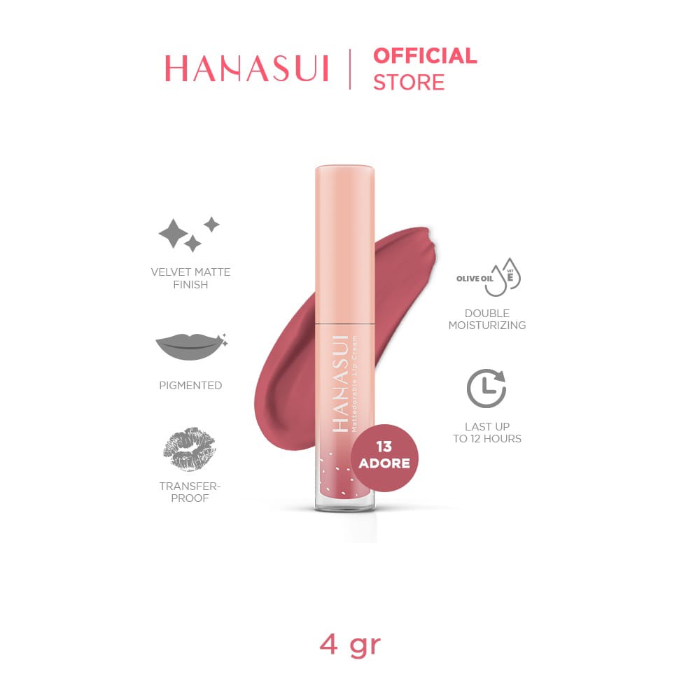najmia Hanasui Mattedorable BOBA Lip Cream bibir blush on lip and cheek lipstik matte hanasui Boba-13 adore