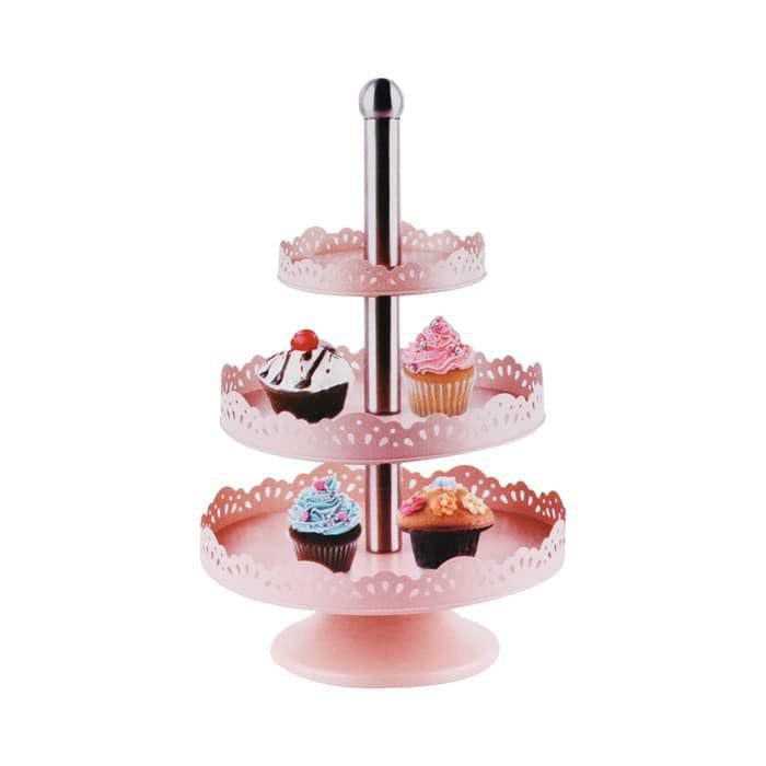 TEMPAT KUE VIVIA 3 TIER FRUIT CAKE HOLDER PINK ORIGINAL