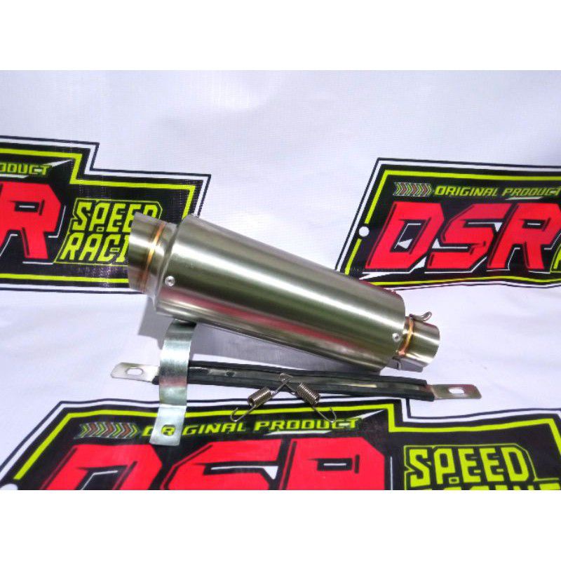 SILENCER KNALPOT CUSTOM inlet 38 untuk Motor MIO SMILE,MIO SPORTY,MIO J  FINO Lengkap dengan PEER & 