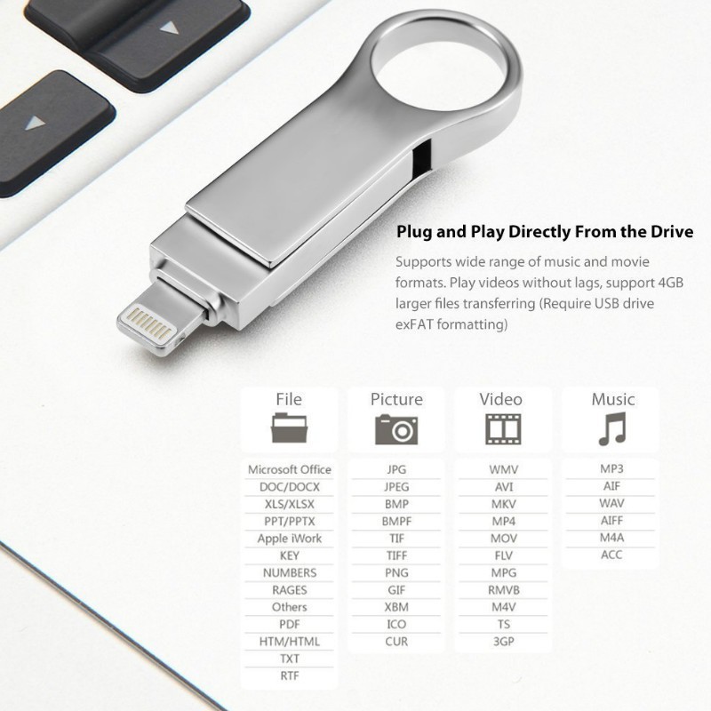 Flash Disk USB Bahan Metal Anti for Air untuk iPhone / iPod / ios11