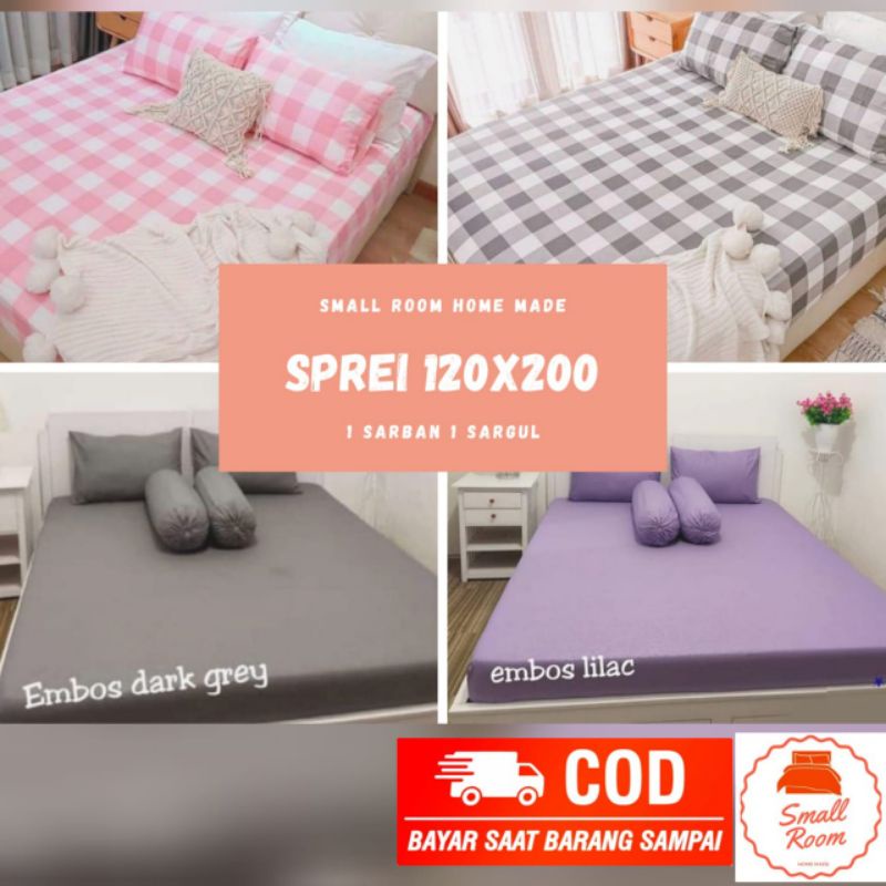 SPREI SET 120X200 1KG MUAT 2 SEPREI KASUR NOMOR 3 WARNA POLOS MOTIF TIMBUL EMBOS MARUN PUTIH BIRU NA