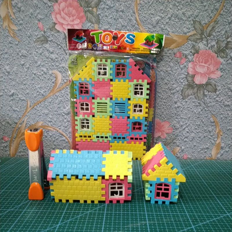 mainan anak funny block. balok rumah-rumahan.