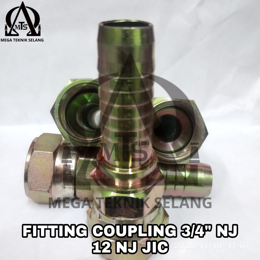 Fitting Coupling Hydraulic 12 - 12 NJ JIC Double Hex Copling 3/4" NJ