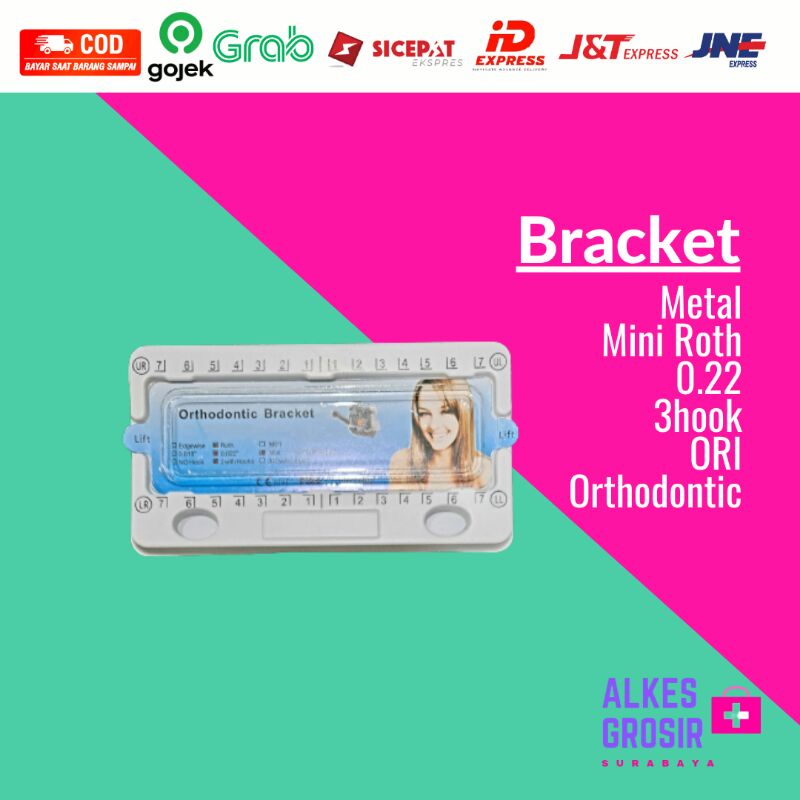 Bracket Orthodontic Mini Roth 022 3hook Breket Metal Miniroth Braket Behel Perawatan Dokter Gigi
