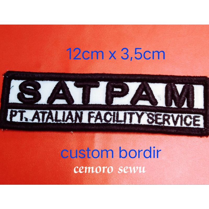 Jual Bordir papan nama satpam bet nama ukuran scurity 12 x 3,5cm ...