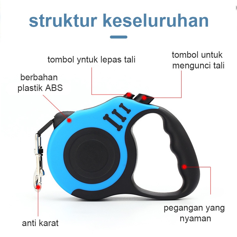 Tali Tuntun kucing Harness kucing Harness Anjing Retractable Dog Leash 3m