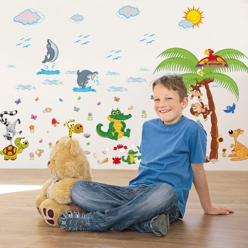 Reliza Wall Sticker Animal Park Zoo Hewan Anak LDR0873