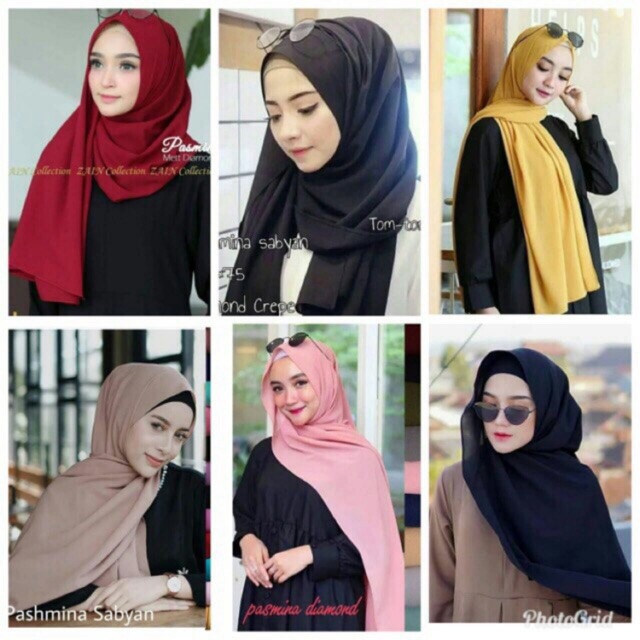 PREMIUM PASMINA SABYAN POLOS/ HIJAB PASHMINA DIAMOND GROSIR JILBAB KERUDUNG