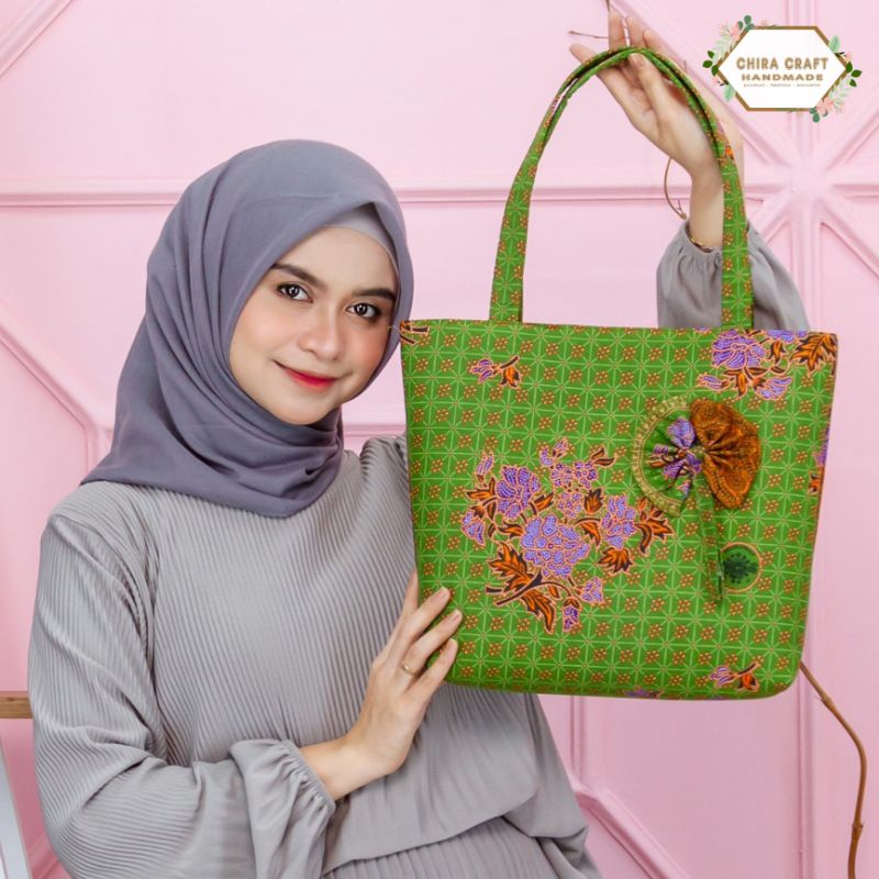 Chiracraft Mst Tas Wanita Totebag Muslimat NU Variasi Pita P-29cm