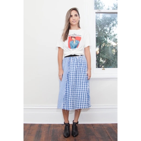 HELLO PARRY Zodie Gingham Patchwork Skirt - Blue