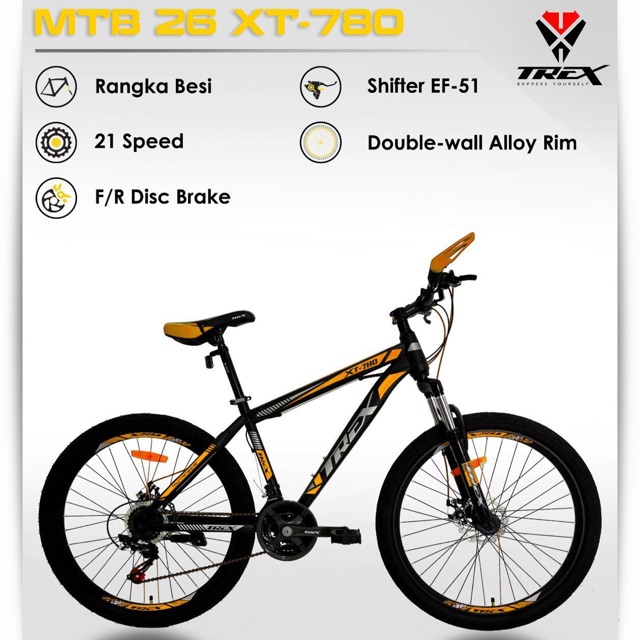 Sepeda Gunung Trex MTB 26 XT 780 21 Speed New Design 2019