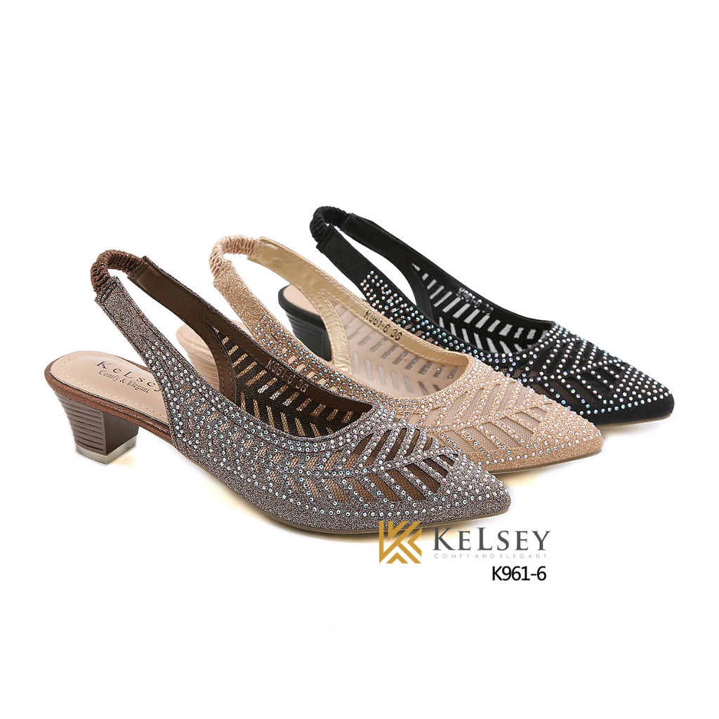 (GRATIS ALAS KAKI) Kelsey Sendal Heels Wanita 4cm Sandal Pesta K961-6