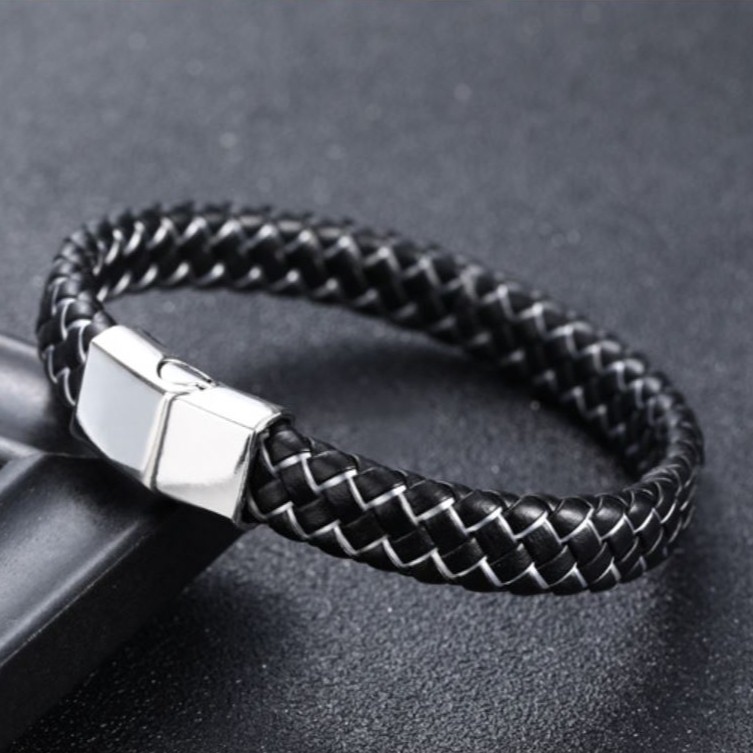 Gelang Kulit Gesper Magnetik Premium GK/L - Aksesoris Fashion Pria Leather Kulit