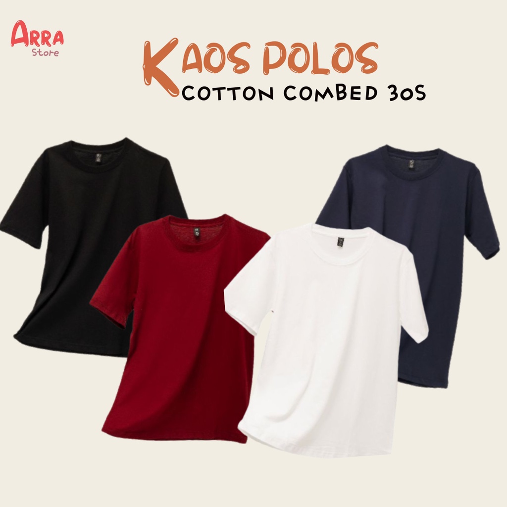 Kaos Polos Lengan Pendek Pria Wanita 100% Cotton Combed 30S  (COD)