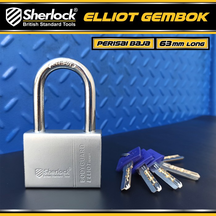 Sherlock Elliot Gembok Perisai Baja (63 Mm) (Tangkai Extra Long)