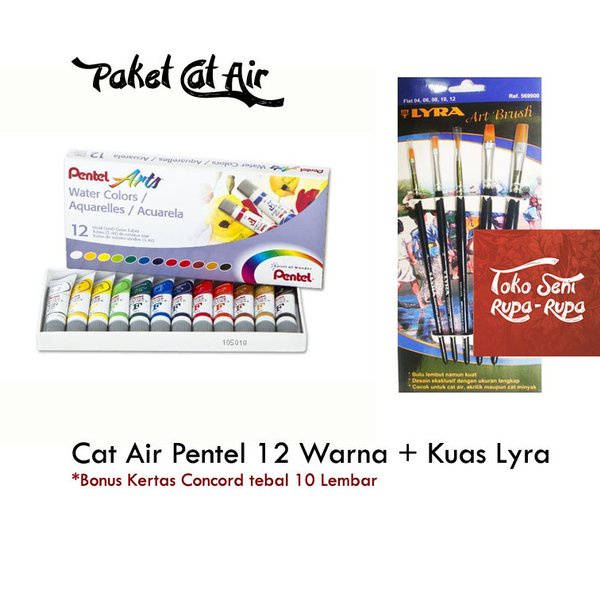 

Hot Promo Art Set Berkualitas Seniman !! Cat Air Pentel Kuas Lyra Set 5Pcs Kuas Bulu Halus