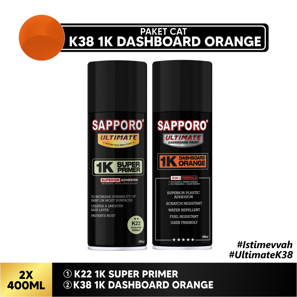 Paket Cat K38 1K Dashboard Orange / Sapporo Ultimate / Cat Spray Semprot Aerosol Terbaik