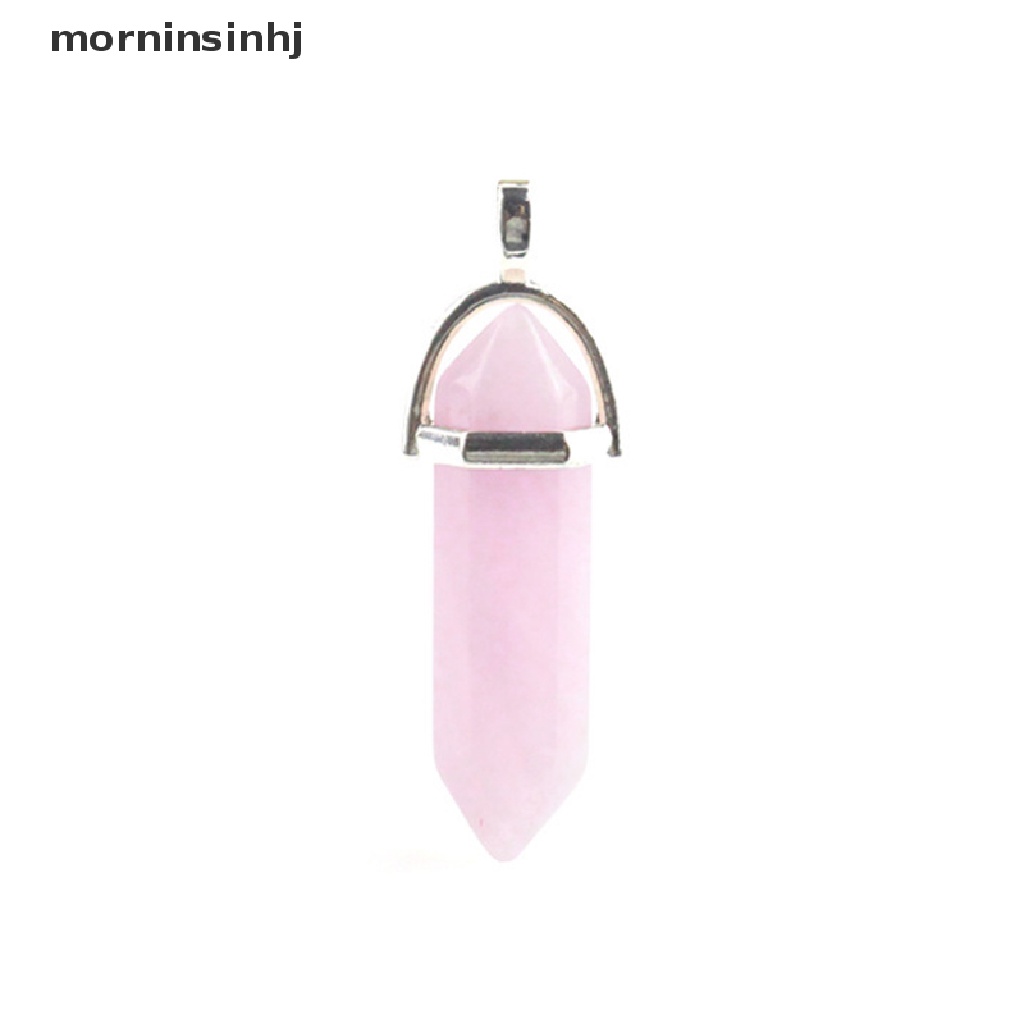 Mornin 1pc Liontin Batu Kristal Mineral Rose Quartz Alami