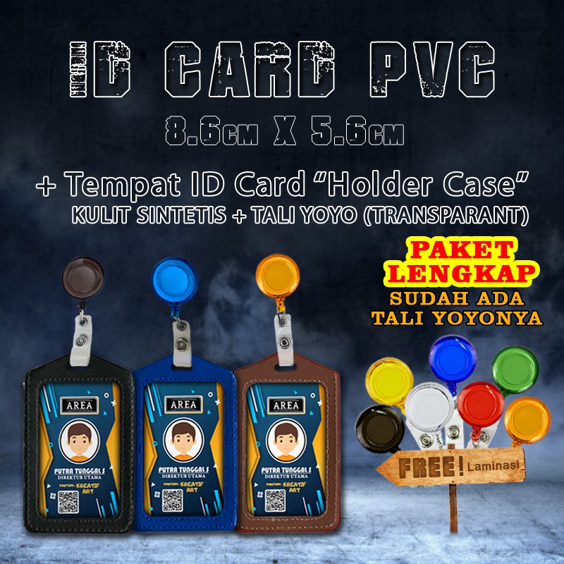 

Paket Lengkap Cetak dan Print ID Card/Kartu Identitas + Tempat IDCard Kulit + Tali Yoyo Transparant