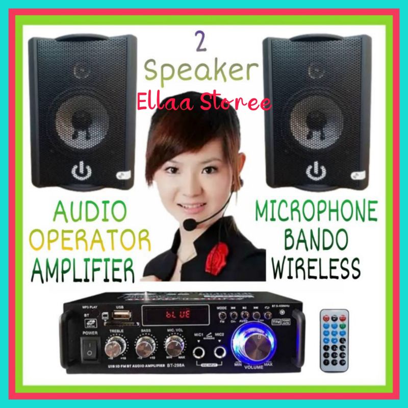 Paket Sound Panggilan Operator 2 Titik Speaker / 1 Mic Bando Wireless