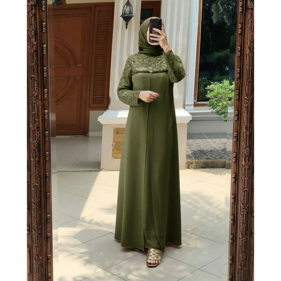 Baju Lebaran 2022 Gamis Pesta Kondangan Wanita Dewasa Terbaru Maxy Polos Aulia Baju Gamis Brokat Fas