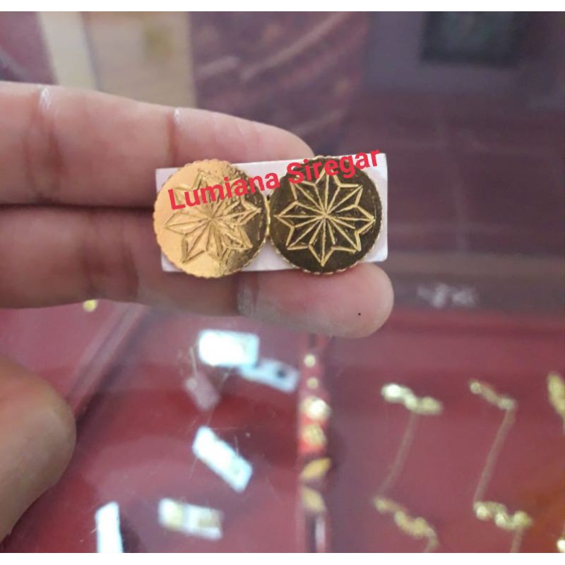 Anting Kerabu Koin Motif Bunga 5 gr Mas LM London 24k 99,9% Lumiana Siregar Emas Toba