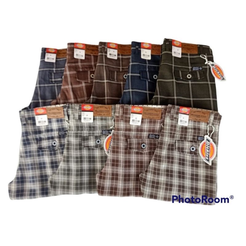 Celana Tartan Pria Panjang Dickies Premium Celana Tartan Motif Kotak Garis