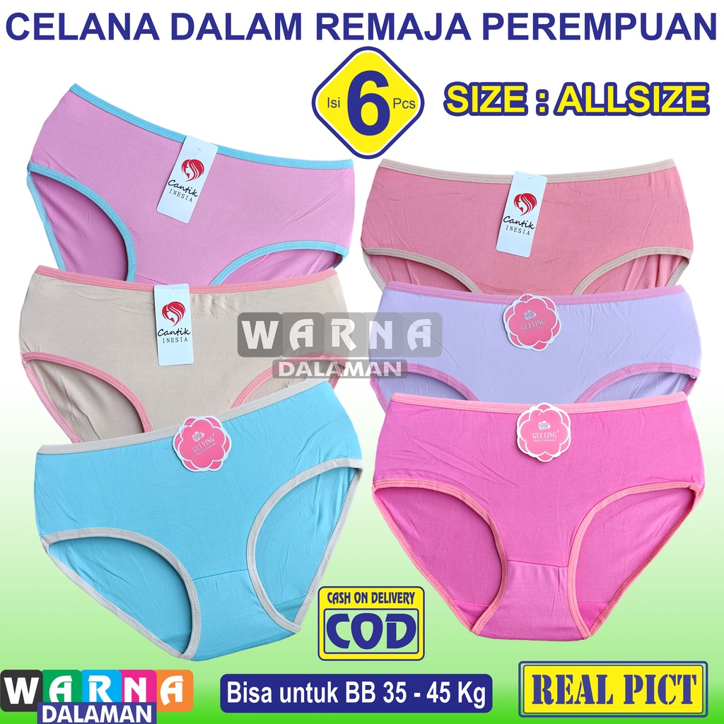 6 Pcs CD Remaja Anak Perempuan SD SMP Polos Bahan SOFT dan Melar | WARNA DALAMAN